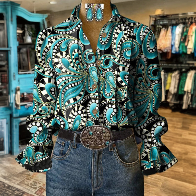 Chemisier À Imprimé Abstrait Vintage