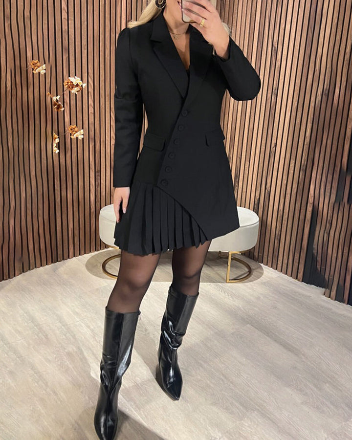 Romy | Robe Unie À Revers Et Style Tailleur