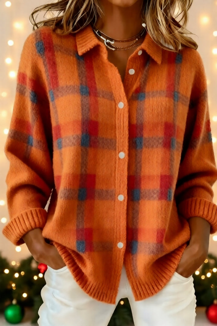 Anna | Cardigan en Tricot Doux à Carreaux